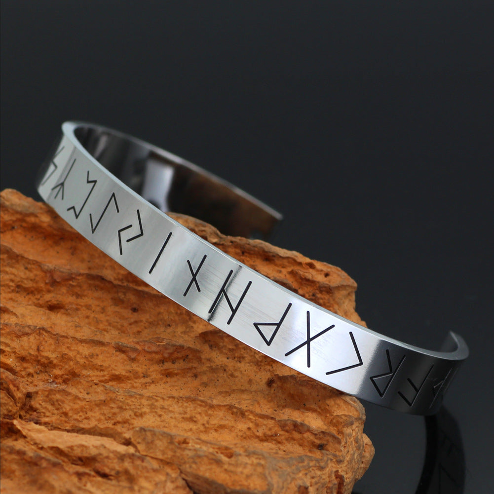 Wikinger Runen Armband Manschette aus Edelstahl