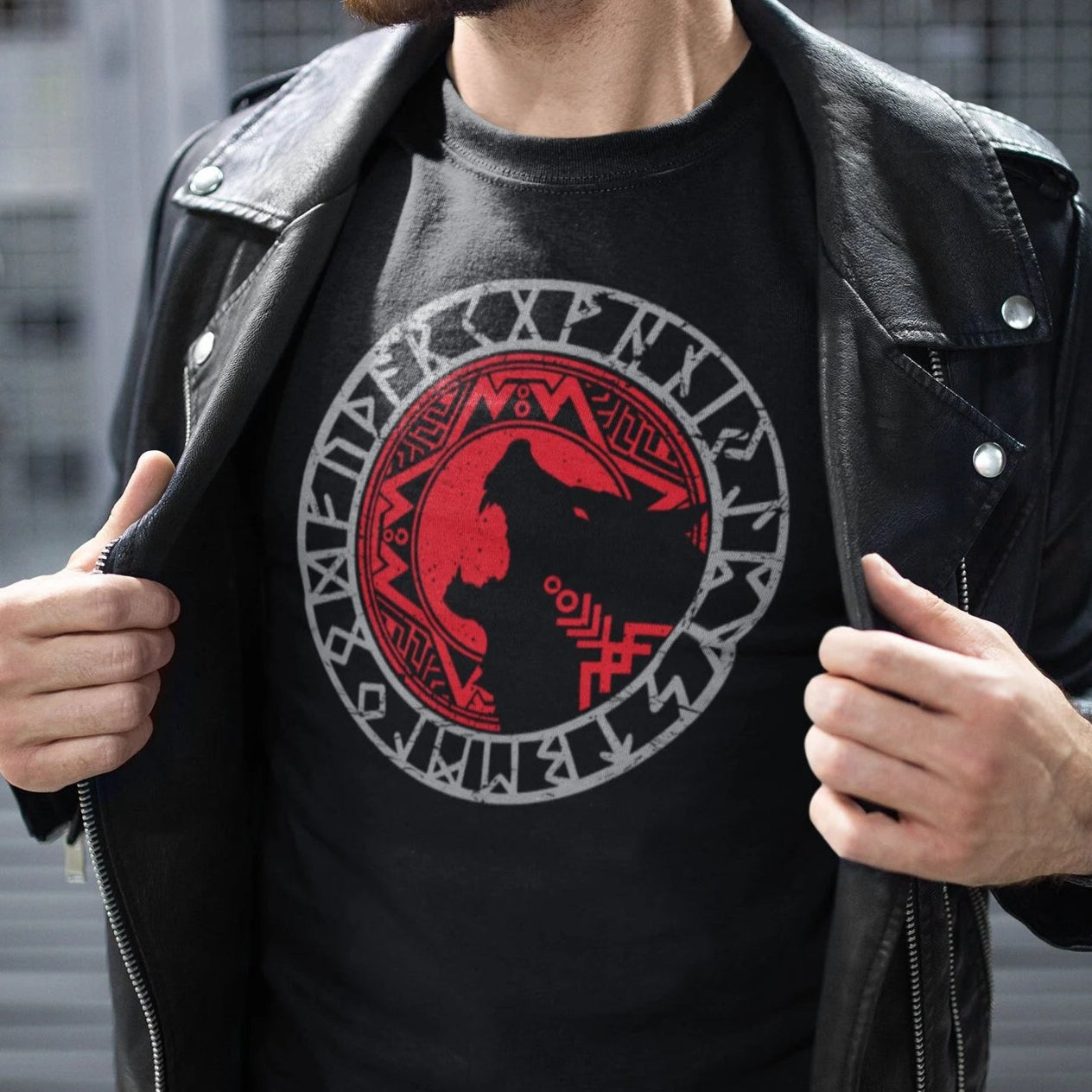 Walhalla Wolf im Runenkreis T-Shirt