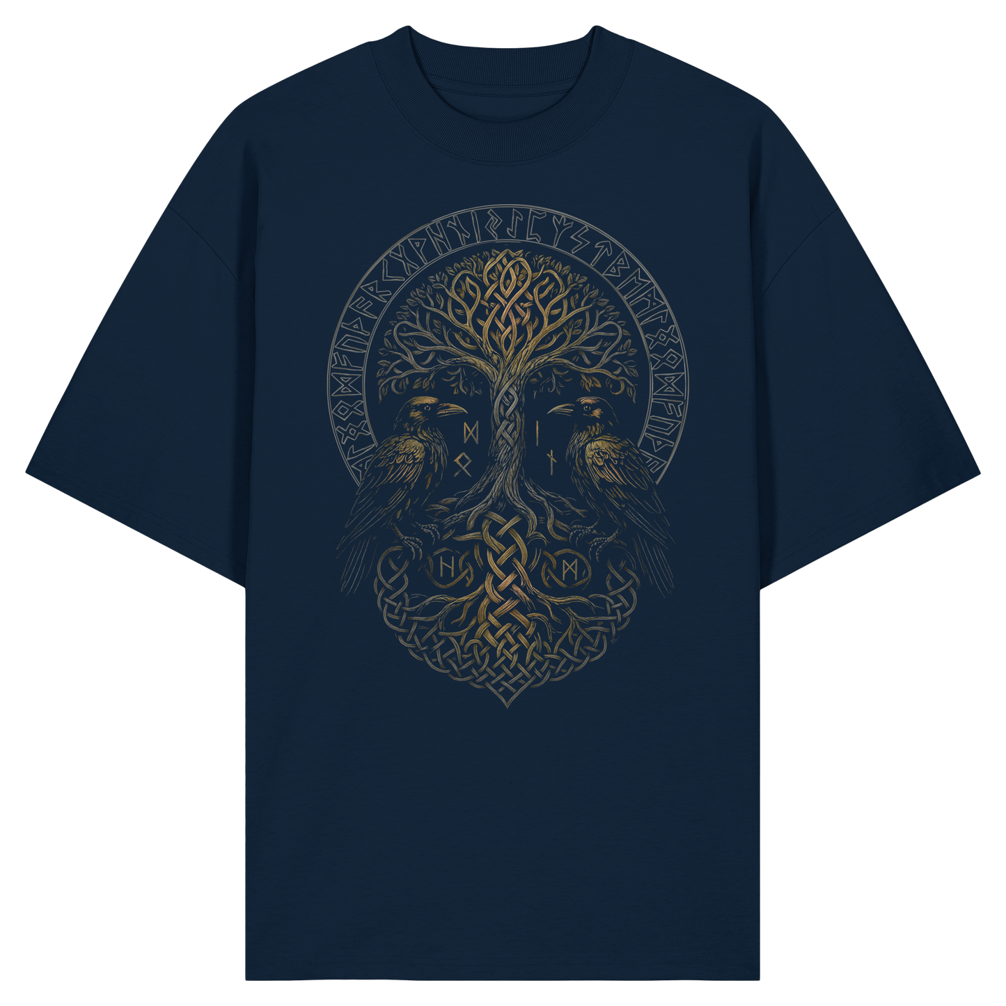 Hugin & Munin Raben am Lebensbaum Oversize T-Shirt
