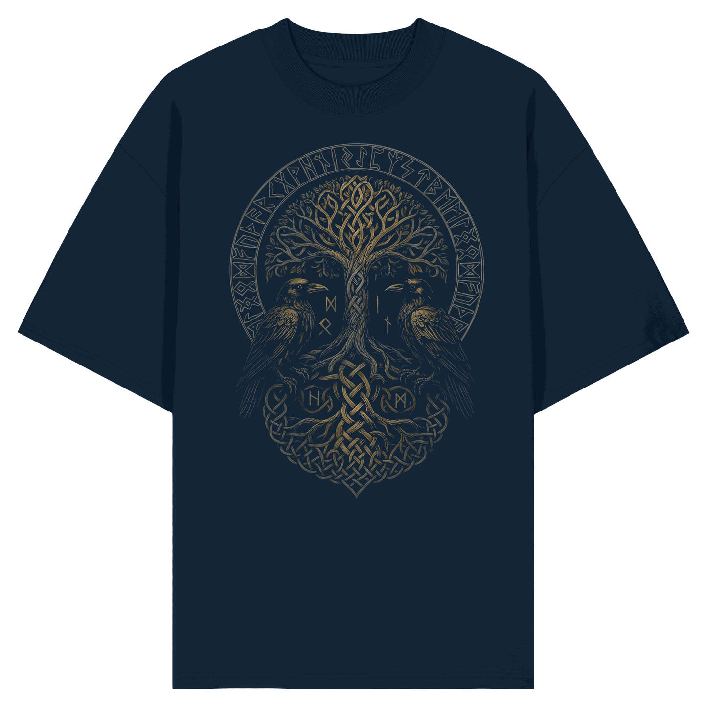 Hugin & Munin Raben am Lebensbaum Oversize T-Shirt - Grimnord
