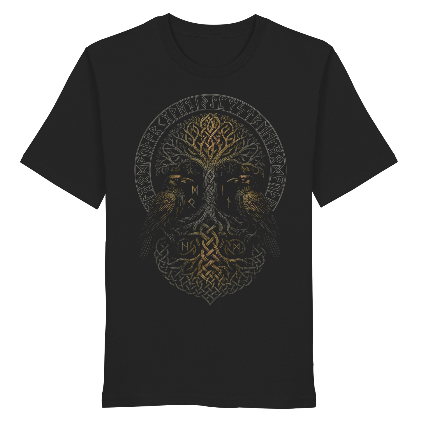 Hugin und Munin am Lebensbaum Organic T-Shirt