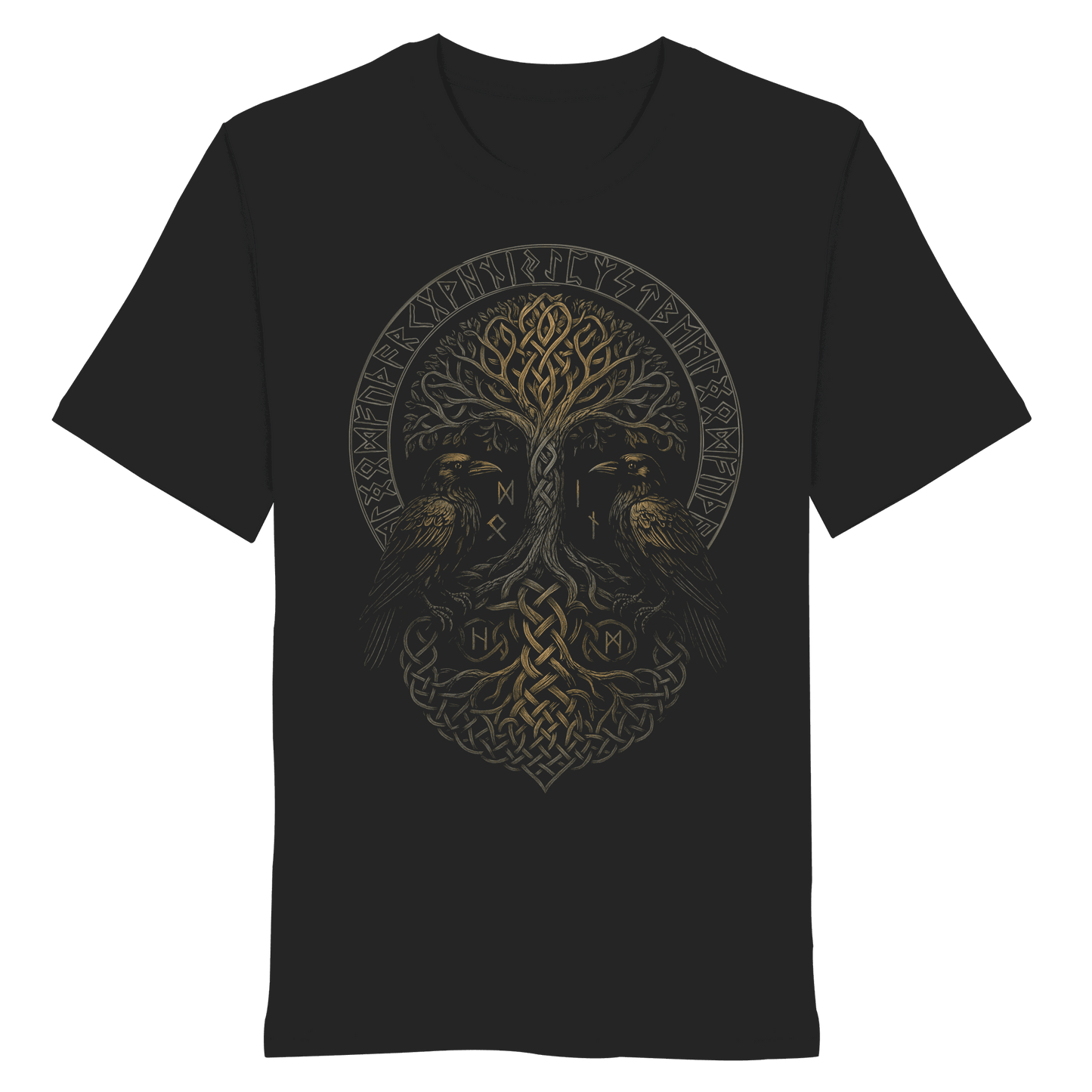 Hugin und Munin am Lebensbaum Organic T-Shirt - Grimnord