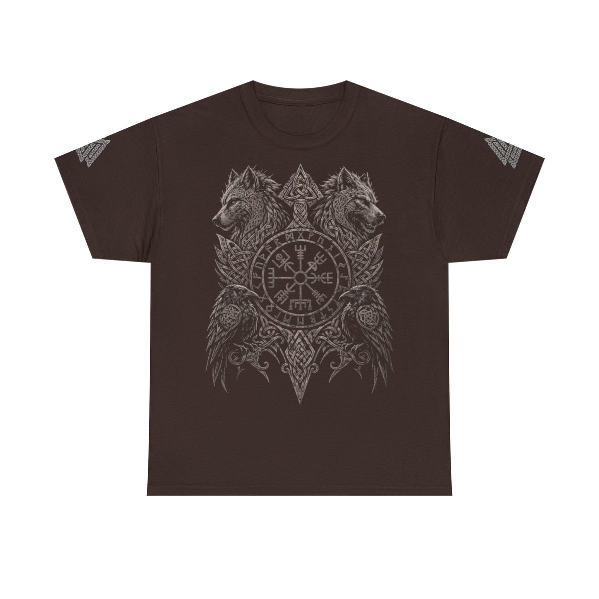 Wikinger T-Shirt mit Odins Wölfen Geri und Freki sowie Hugin und Munin