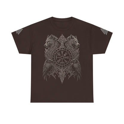 Wikinger T-Shirt mit Odins Wölfen Geri und Freki sowie Hugin und Munin