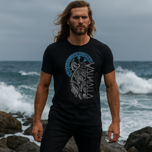 Walhalla Wolf Maske & Vegvisir T-Shirt