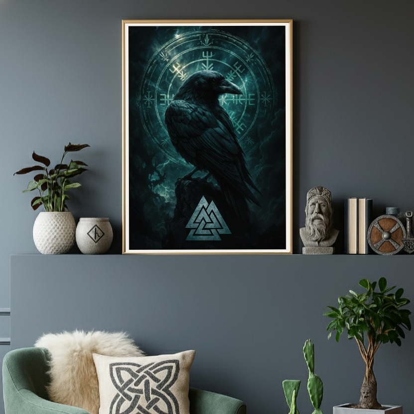 Wikinger Rabe, Vegvisir und Valknut - Grimnord