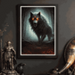 Fenriswolf Odins Wikinger Poster mit düsterer nordischer Mythologie und intensiven Farben