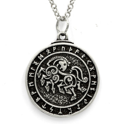 Sleipnir Wikinger Runen Anhänger Halskette - Grimnord
