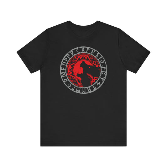 Walhalla Wolf im Runenkreis T-Shirt