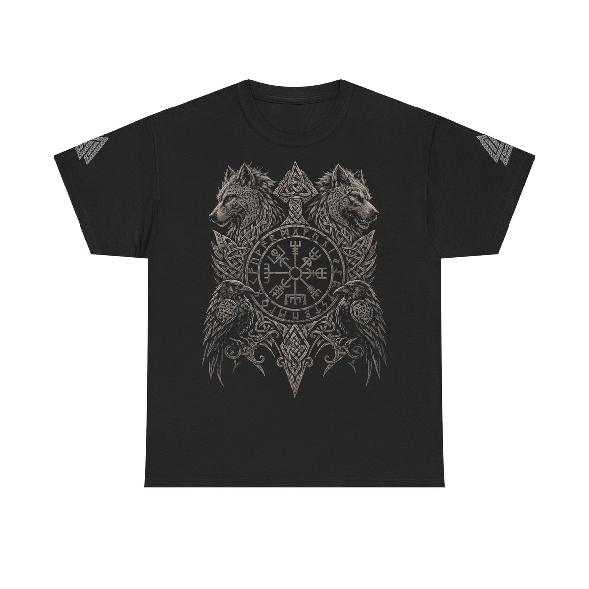Geri und Freki T-Shirt mit Vegvisir, Runen und nordischer Mythologie