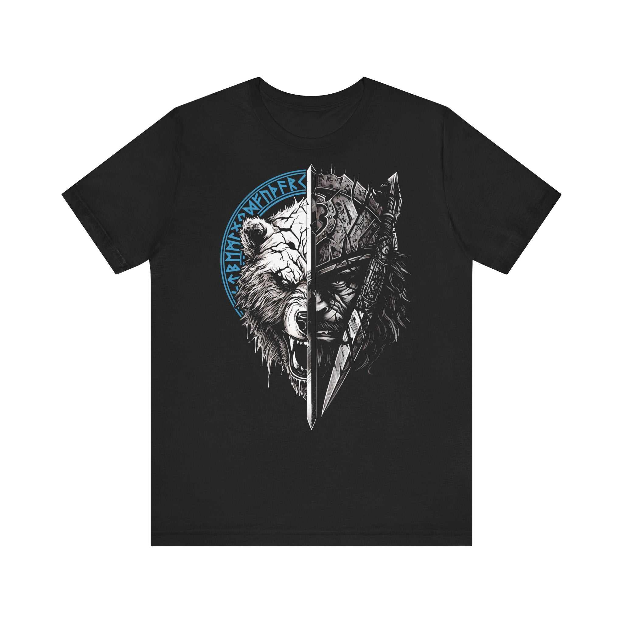 Kiwistar T-Shirt Uomo Con Stampa Runica E Bussola Vichinga, Design Originale, 100% Cotone, Nero Cioccolato, Taglia XXL