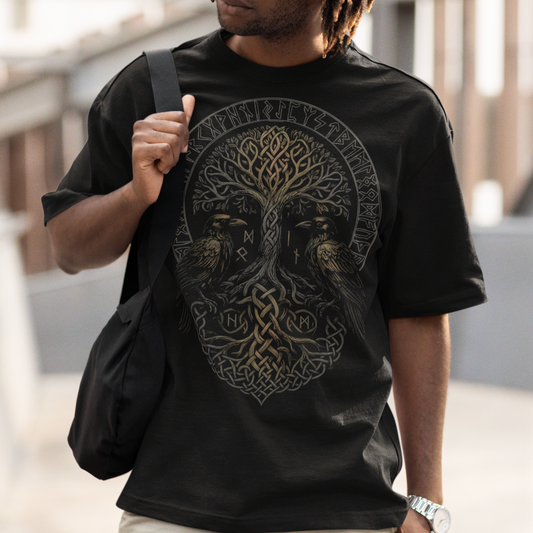 Hugin & Munin Raben am Lebensbaum Oversize Shirt