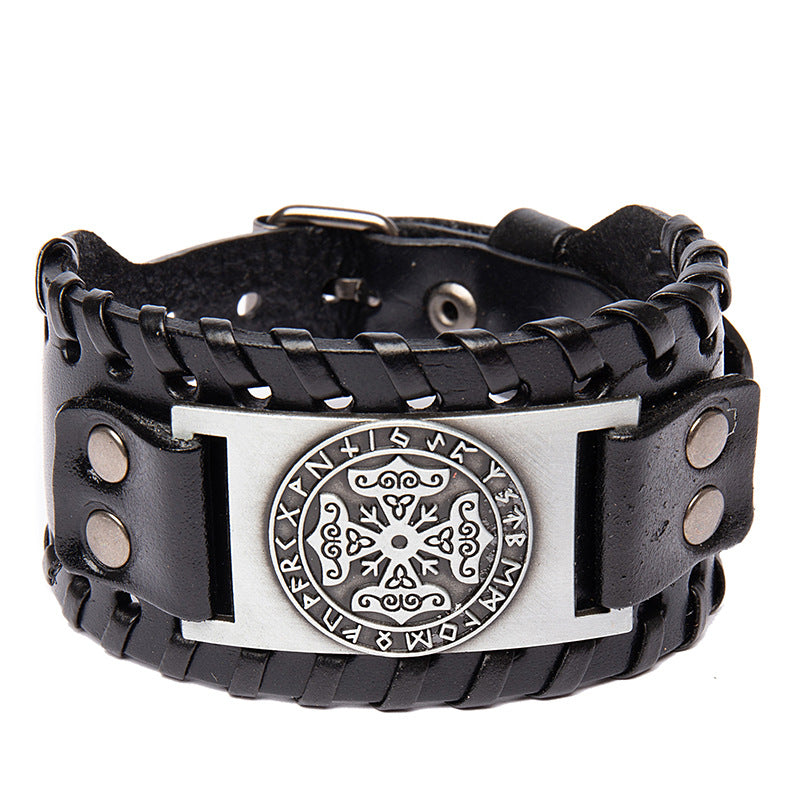 Wikinger Armband mit Keltischem Kreuz, Runenkreis und Knoten verziertem Armband, Handschmuck