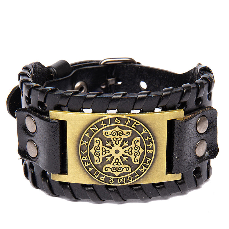 Wikinger Armband mit Keltischem Kreuz, Runenkreis und Knoten verziertem Armband, Handschmuck