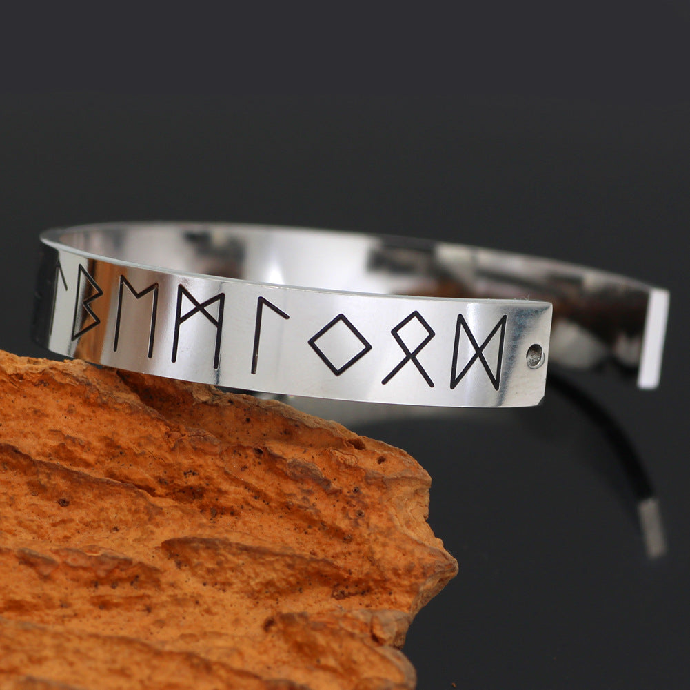 Wikinger Runen Armband Manschette aus Edelstahl