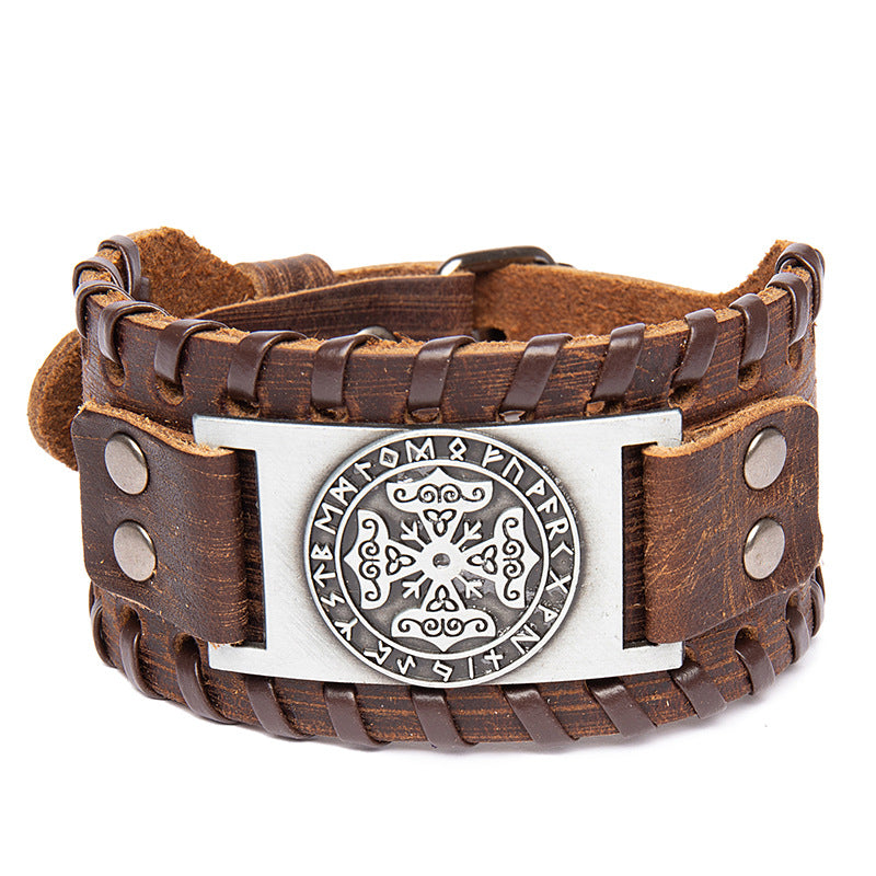 Wikinger Armband mit Keltischem Kreuz, Runenkreis und Knoten verziertem Armband, Handschmuck