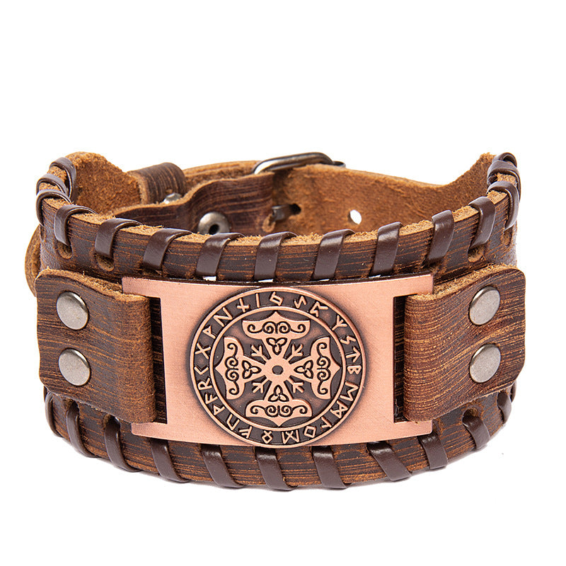 Wikinger Armband mit Keltischem Kreuz, Runenkreis und Knoten verziertem Armband, Handschmuck