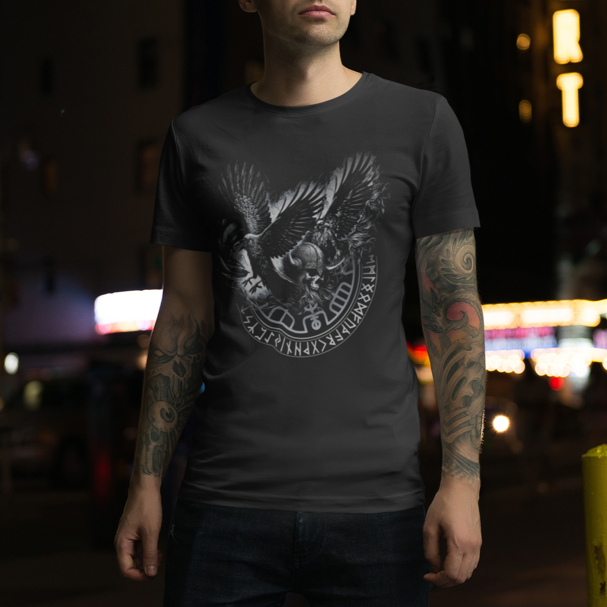 Hugin & Munin Raben Wikinger Skull T-Shirt
