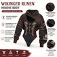 Valkyrie Wikinger Runen Hoodie-Body mit Drachen- und Langschiffmotiven, Kapuze und weiten Ärmeln