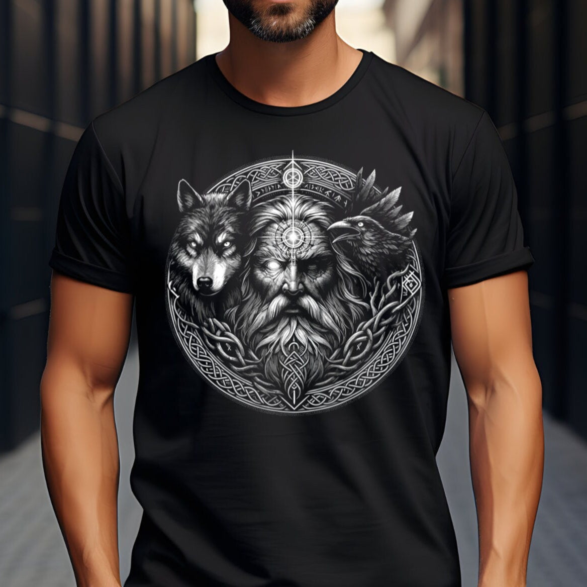 Odin Rabe und Wolf T-shirt