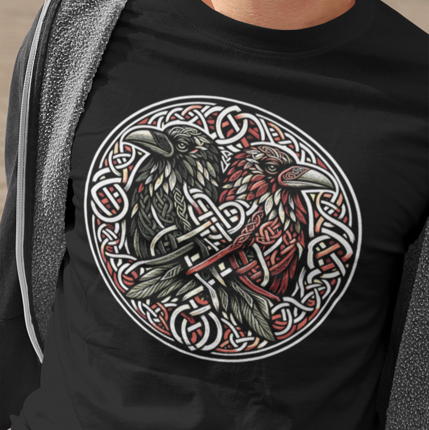 Raben Odins in keltischen Knoten T-Shirt