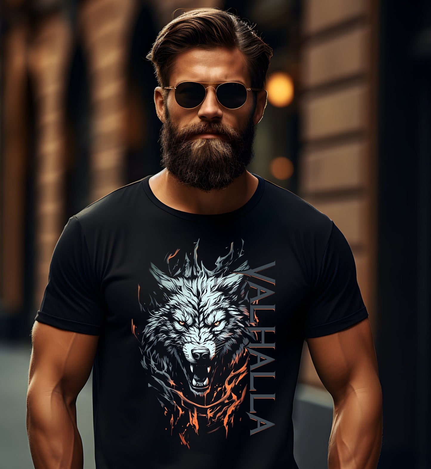 Wolf in Flammen Valhalla T-shirt