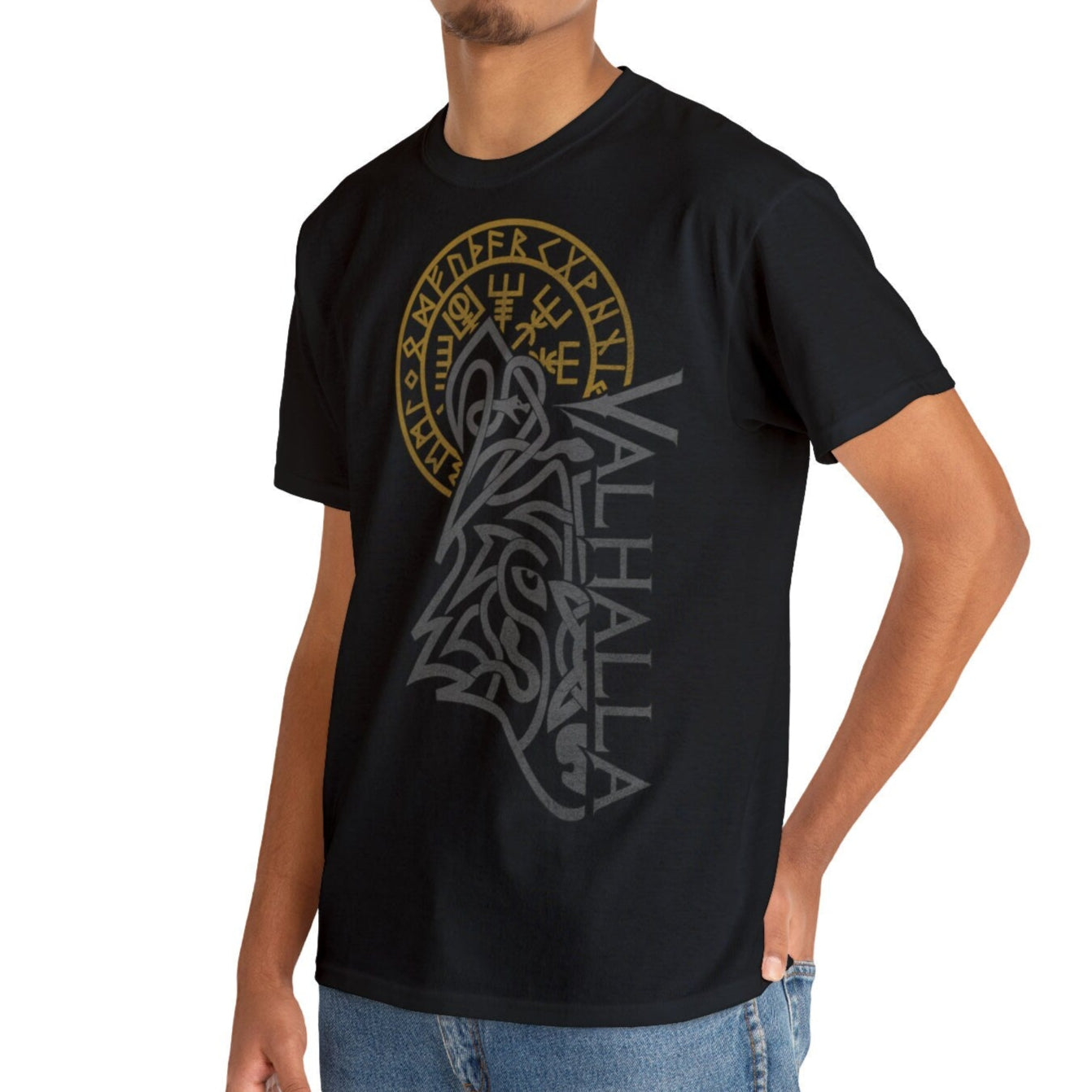 Walhalla Wolf Odins Vegvisir T-shirt