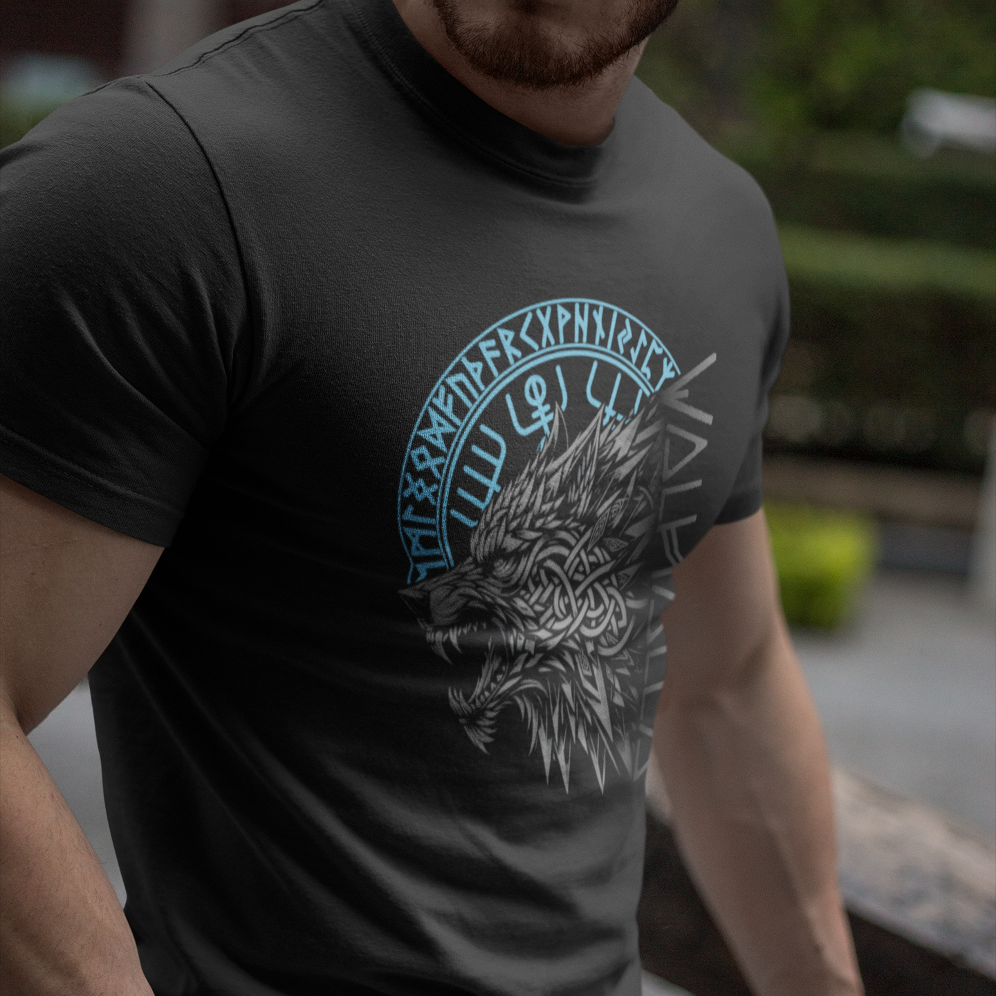 Walhalla Wolf Odins & Vegvisir T-shirt