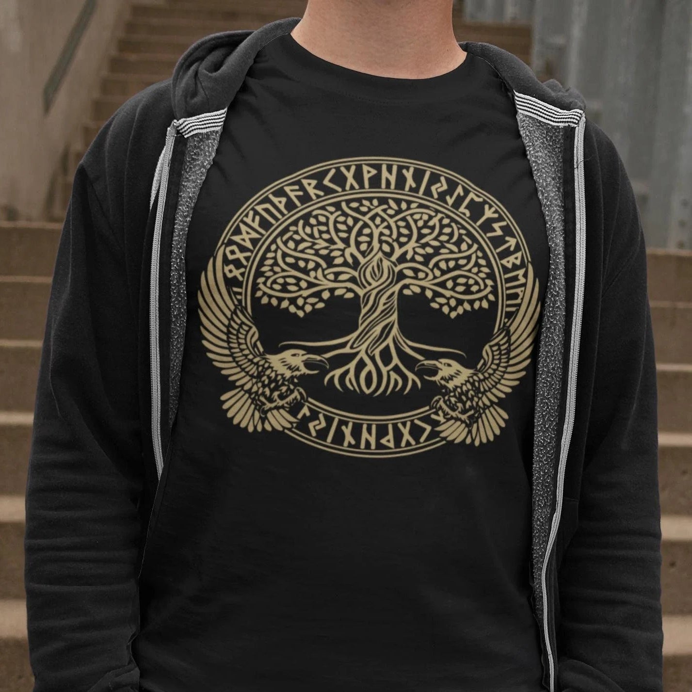 Raben Odins und Lebensbaum T-Shirt