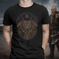 Walhalla Wölfe Odins T-shirt with Viking wolves Geri, Freki, and Fenrir in Norse mythology design featuring runes and Valknut